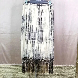 CHICO'S Tie Dye Fringe Maxi Skirt‎ Large Petite